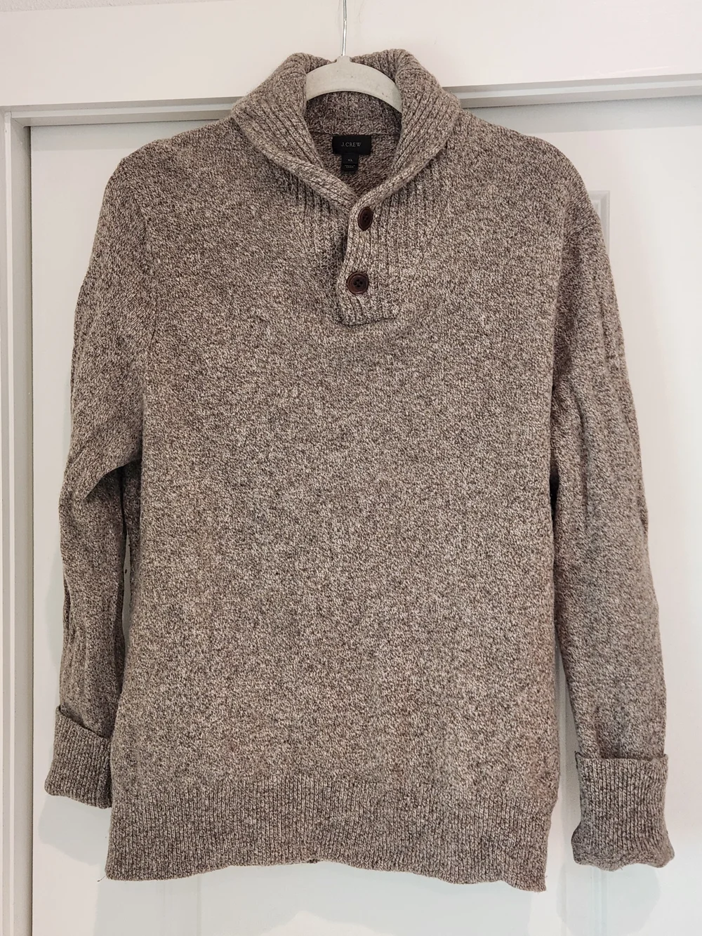 J.Crew 100% Wool Shawl Collar Knit Sweater - Brown Heather